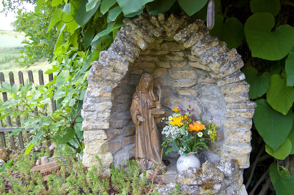 Statue of St. Hildegard of Bingen in the Garden